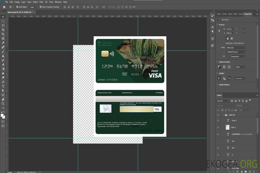 Carte visa d'une banque commerciale d'Angola template Carte visa d'une banque commerciale d'Angola template